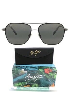 New! Maui Jim Mano MJ877-02 Gray Metal Men's Square Aviator Polarized Sunglasses